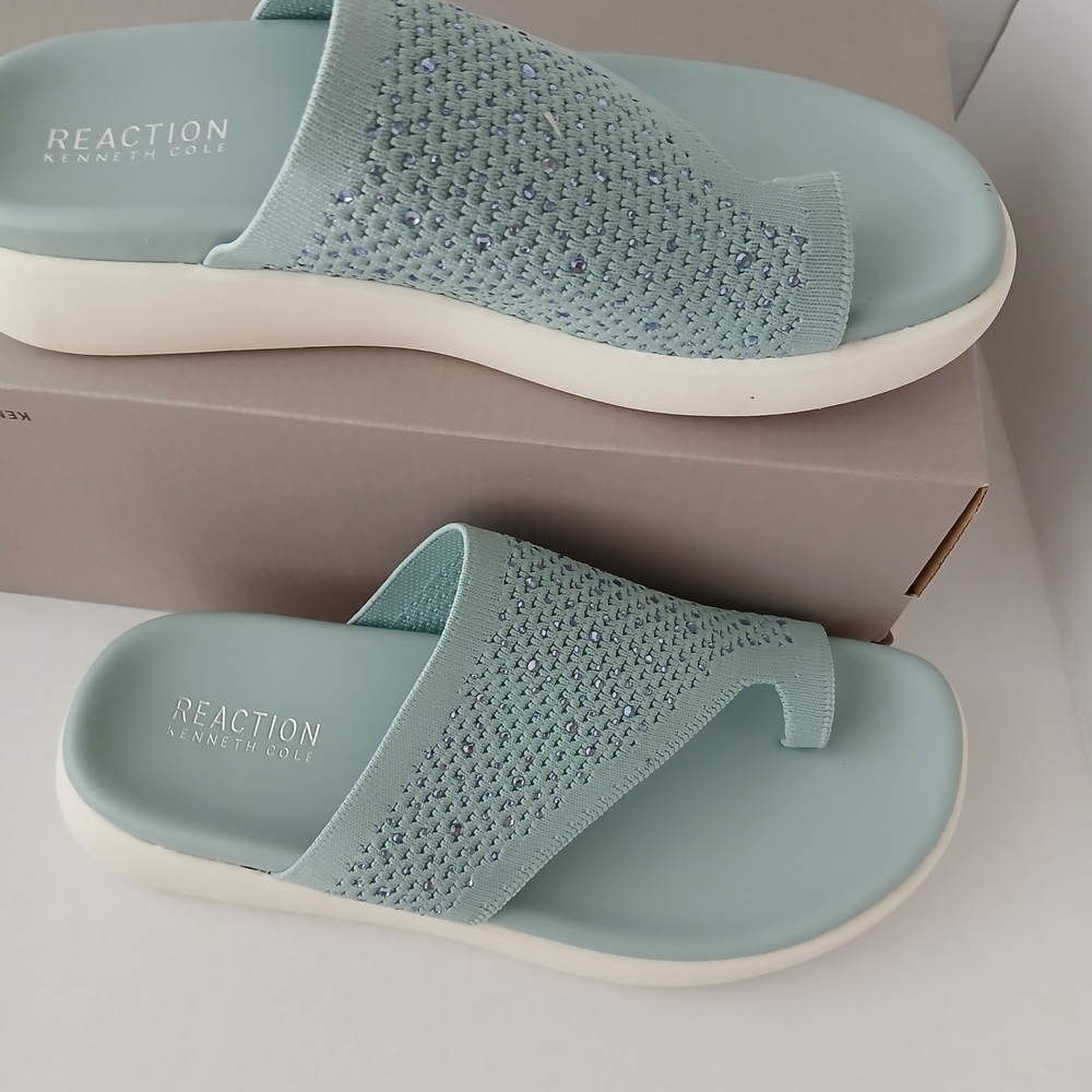 Kenneth Cole Mint Green Slide Sandals With Rhinestone NEW $40 - Picture 5 of 9